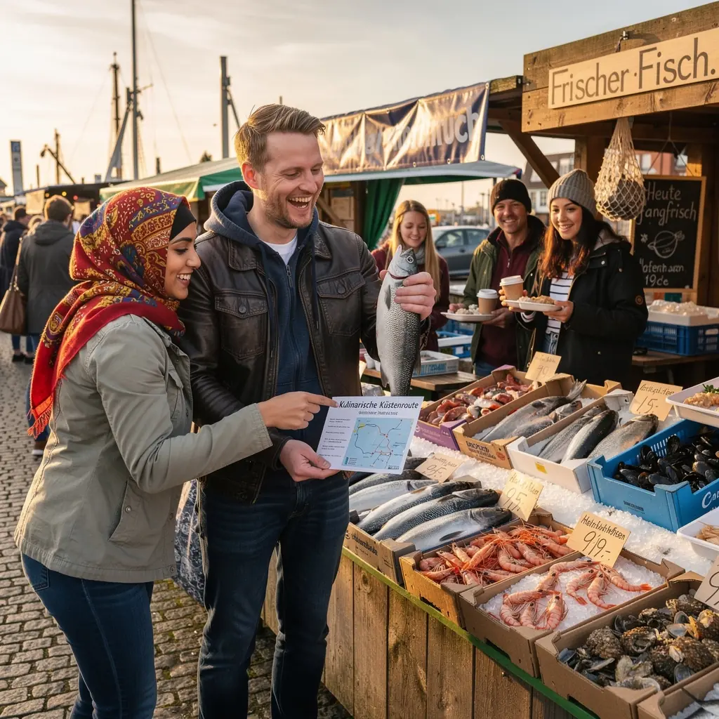 Eine gedruckte Routenkarte mit handschriftlichen Notizen und Sehenswürdigkeiten.